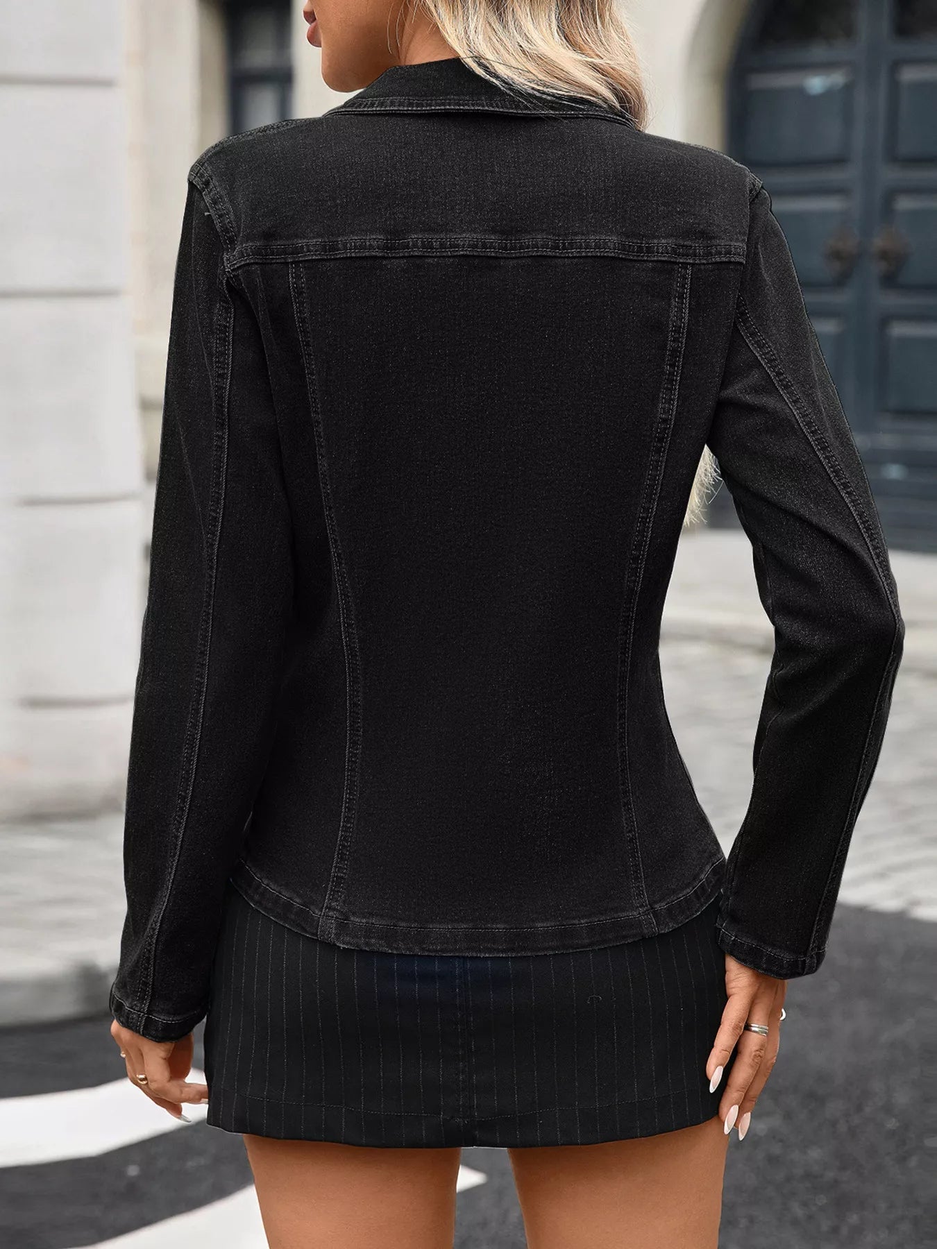 Button Up Long Sleeve Denim Jacket 