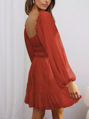 Ruffled Hem Balloon Sleeve Dress 