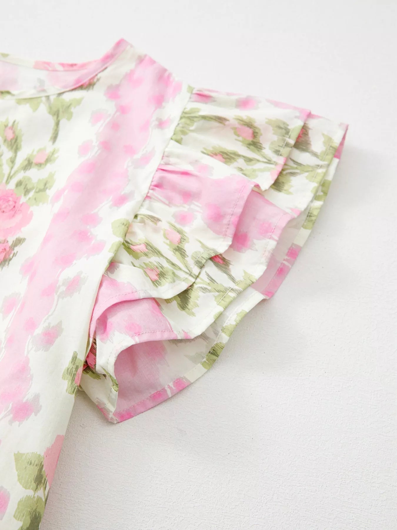 Floral Ruffle Sleeve Blouse 