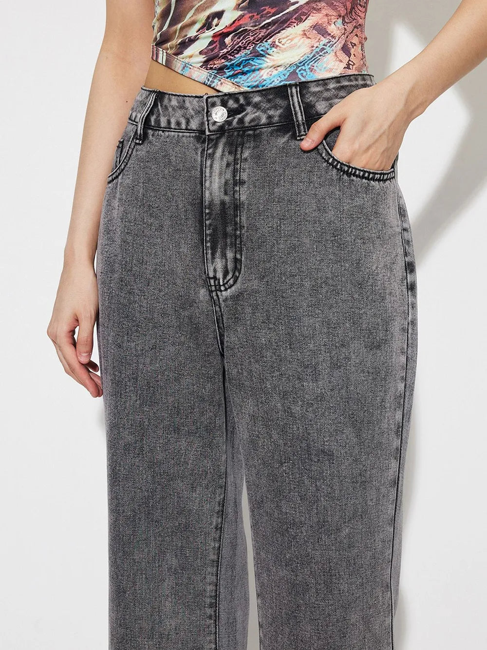 High Waist Bootcut Jeans with Pockets 