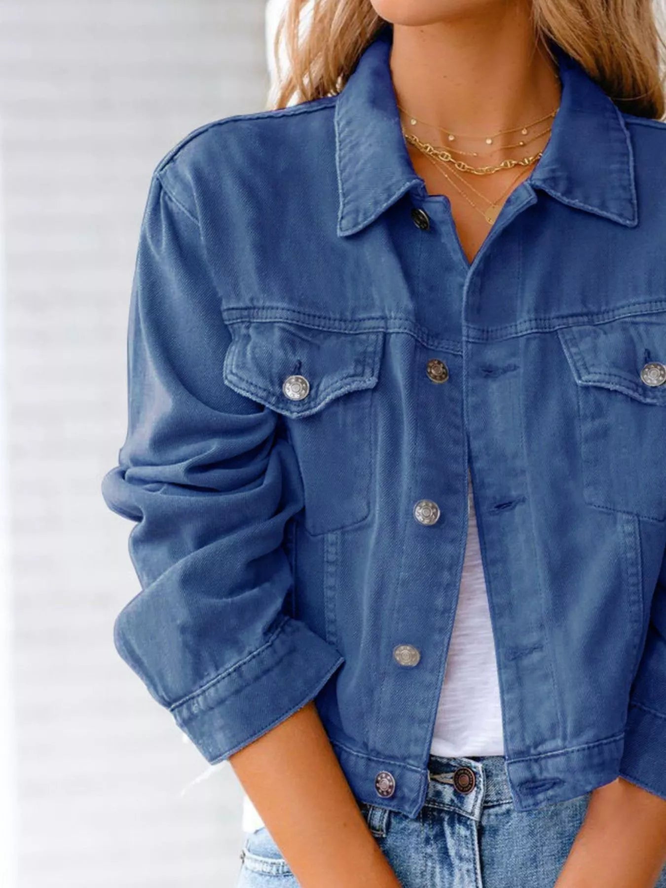 Button Up Long Sleeve Denim Jacket 