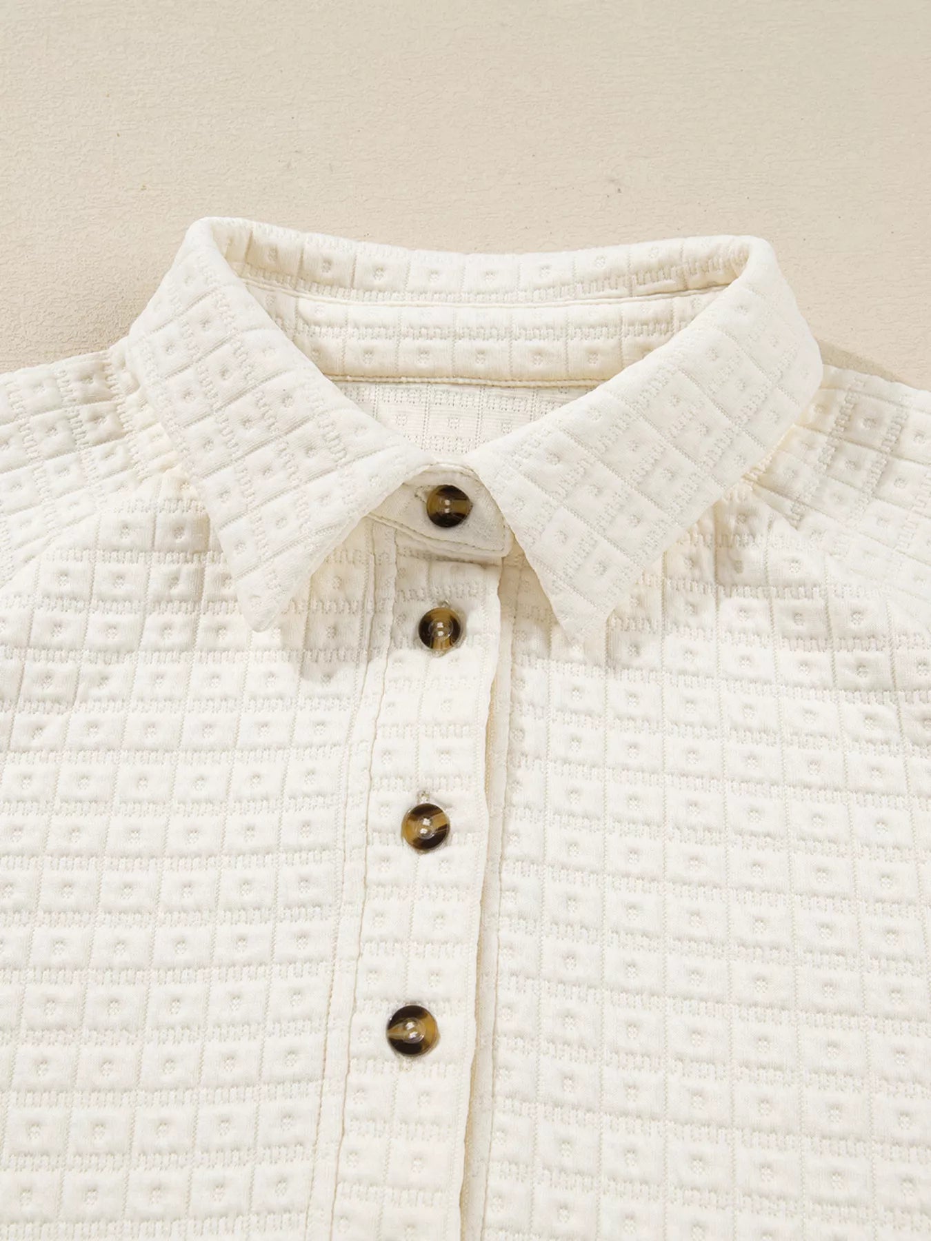 Textured Half Button Collared Sweatshirt 