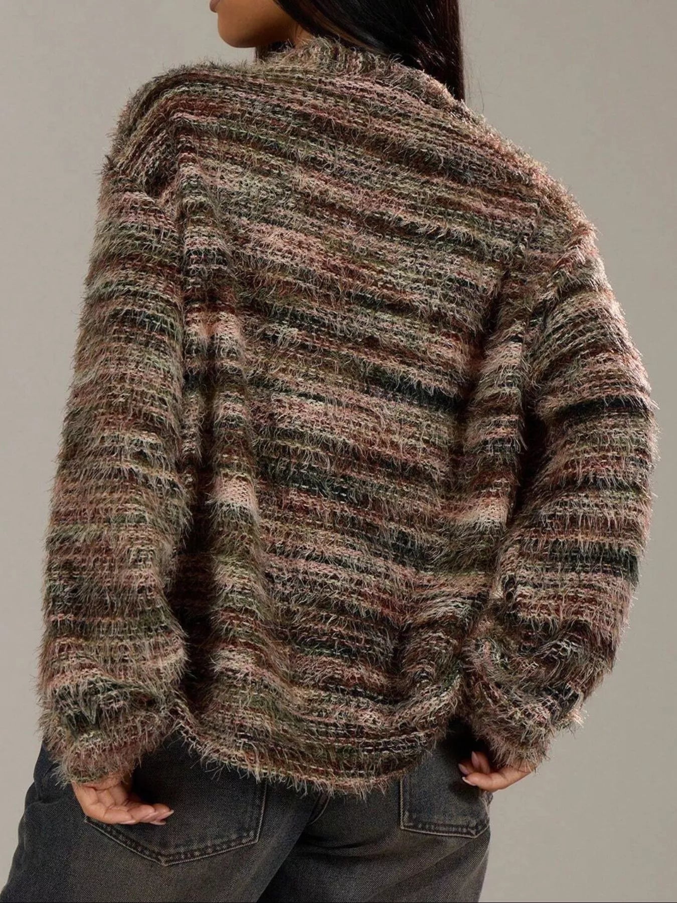 Chunky Knit V-Neck Button-Up Cardigan 