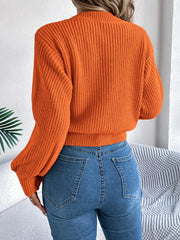 Cable Knit Diamond Pattern Long Sleeve Sweater 
