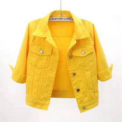 Full Size Cropped  Denim Jacket Plus Size 