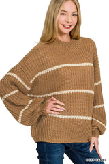 Zenana Oversize Striped Sweater 