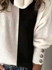 Full Size Two-Tone Turtleneck Long Sleeve Sweater Plus Size 