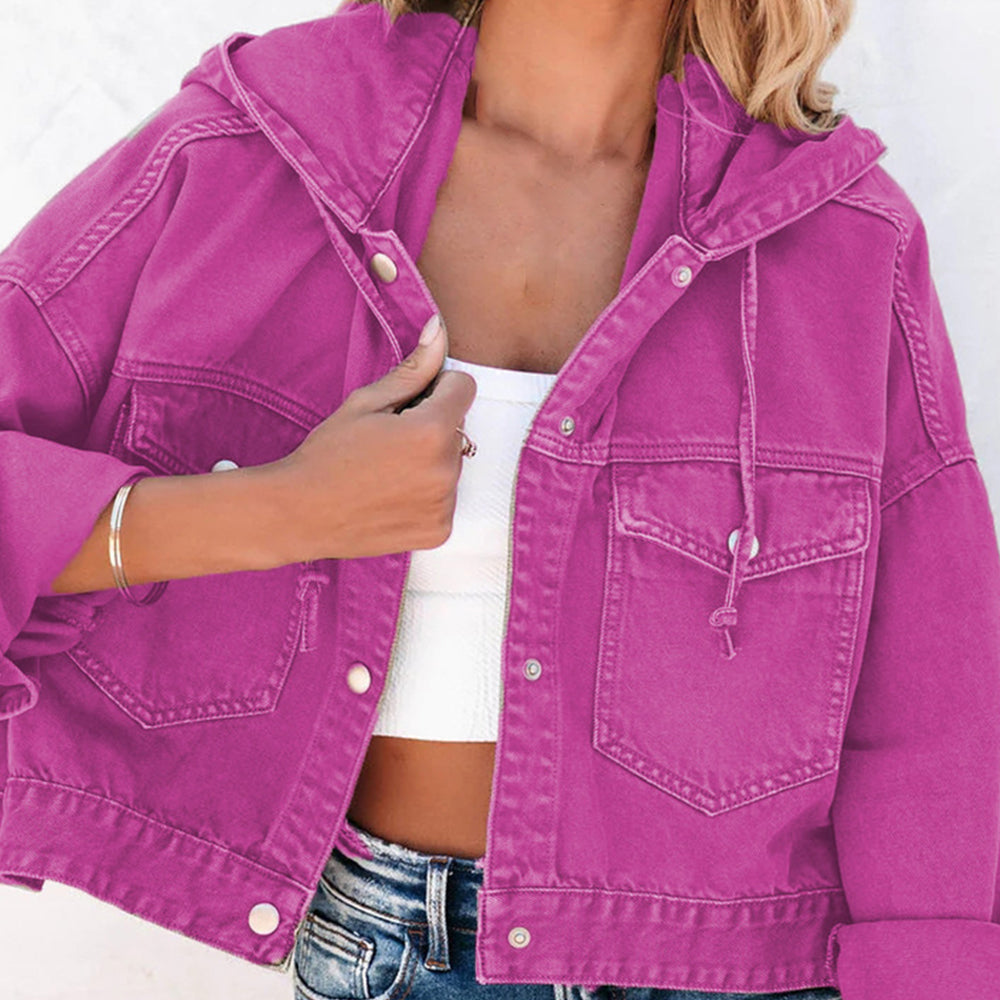 Hooded Dropped Shoulder Denim Jacket 