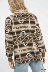 Umgee Aztec Print Sherpa Pullover 