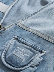 Multi-Pocket V-Neck Denim Vest 
