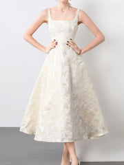 Butterfly Pattern A-Line Sleeveless Midi Dress 