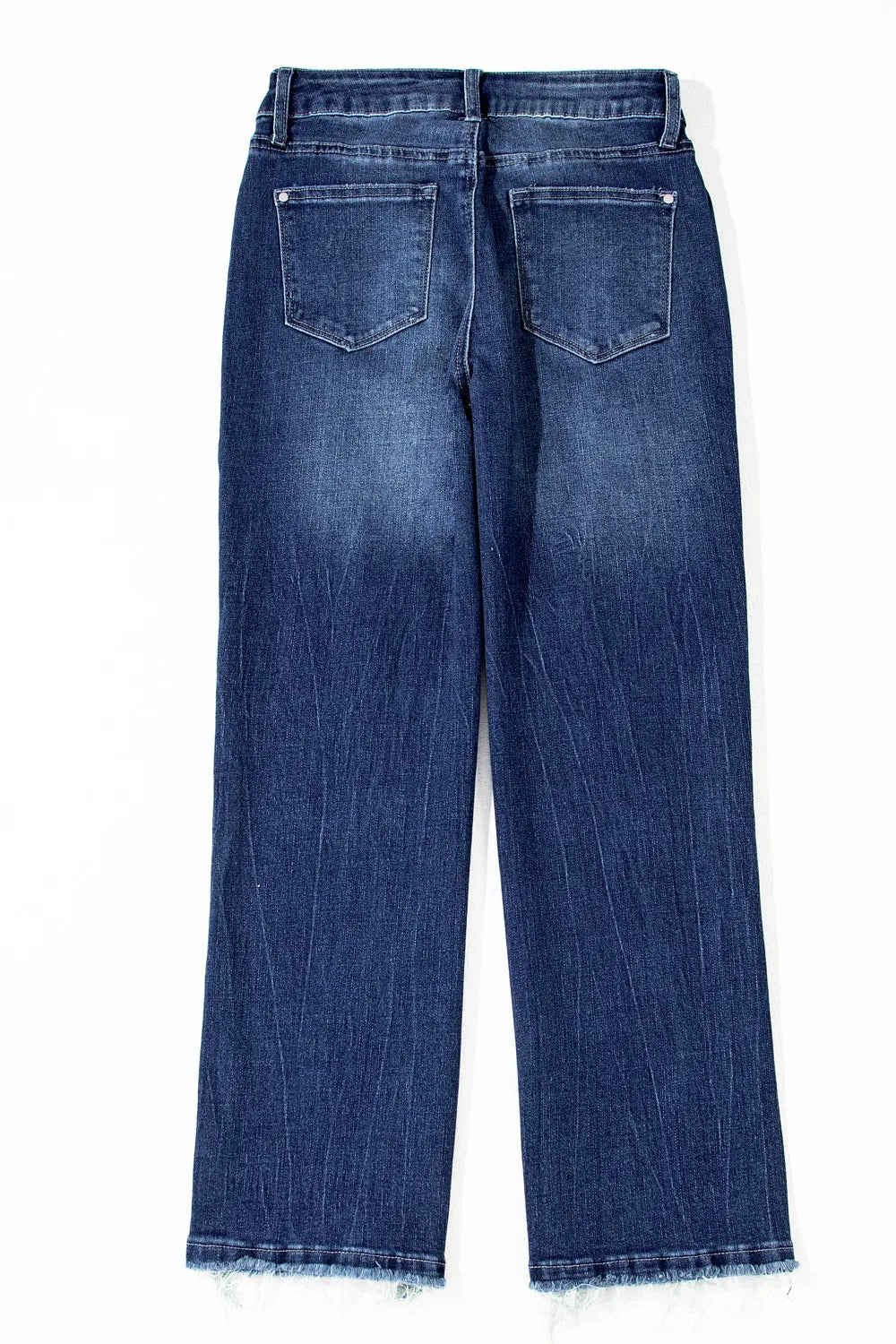 Mineral Wash Raw Hem High Waist Flared Jeans 