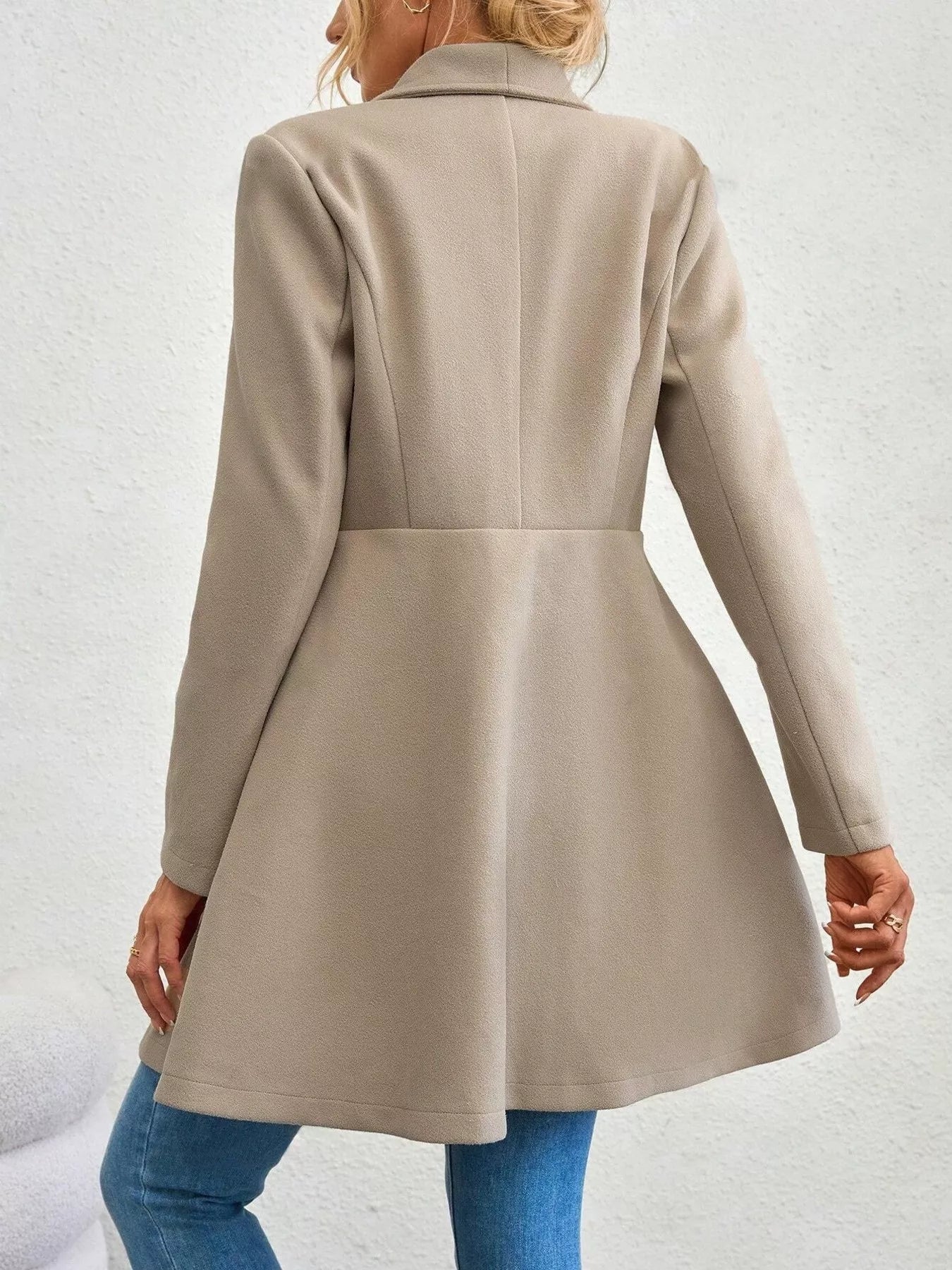 Collared Neck Double Breasted Coat 