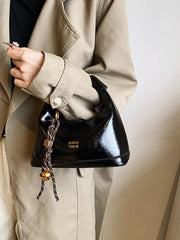 Leather Crossbody Bag with Charm 