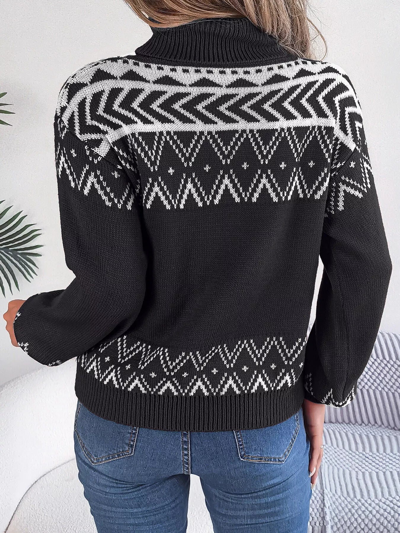 Turtleneck Dropped Shoulder Sweater 