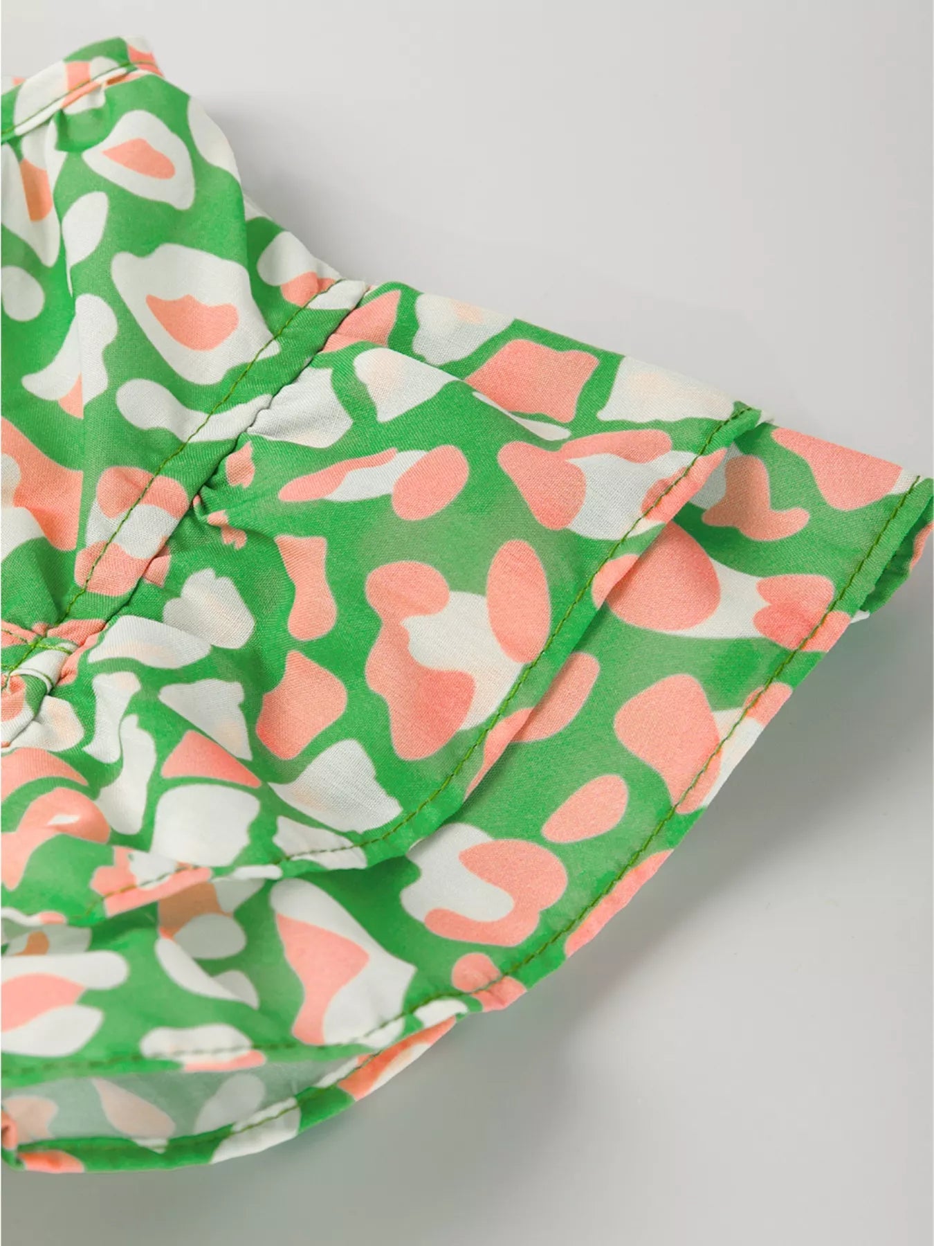 Printed Ruffled Cap Sleeve Blouse 