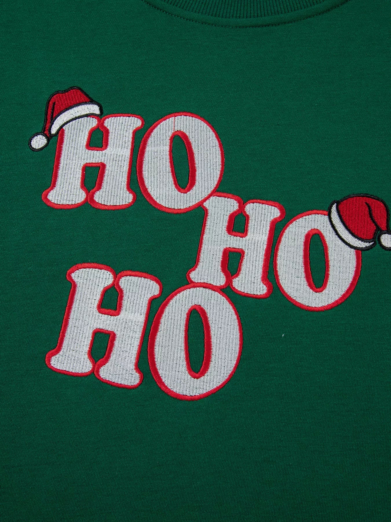 Embroidered Letter Christmas Round Neck Sweatshirt 