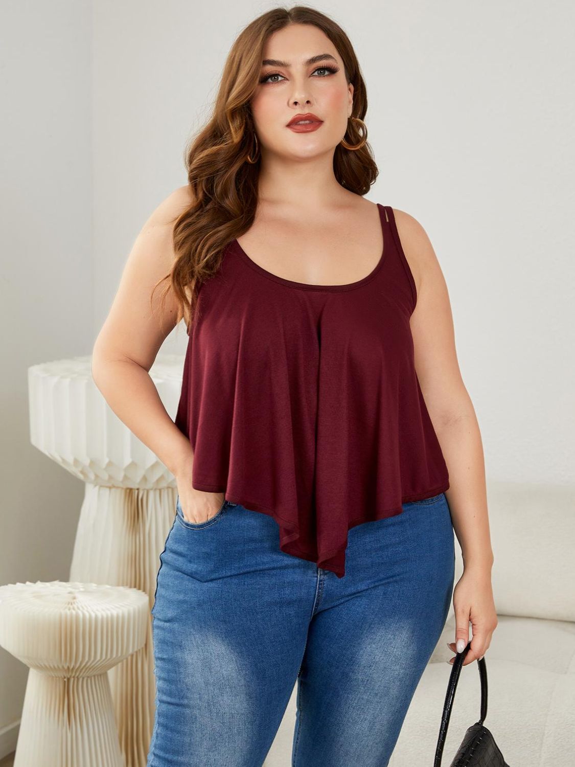 Plus Size Double-Strap Scoop Neck Cami 