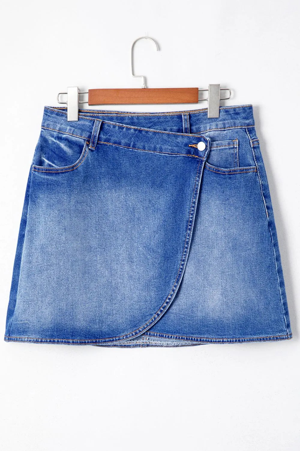 Wrapped Crossed Waist Denim Mini Skirt 