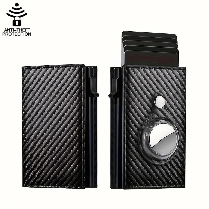 Carbon Fiber Leather Card Holder with Smart Airtag Slot (+Free Gift Included) 