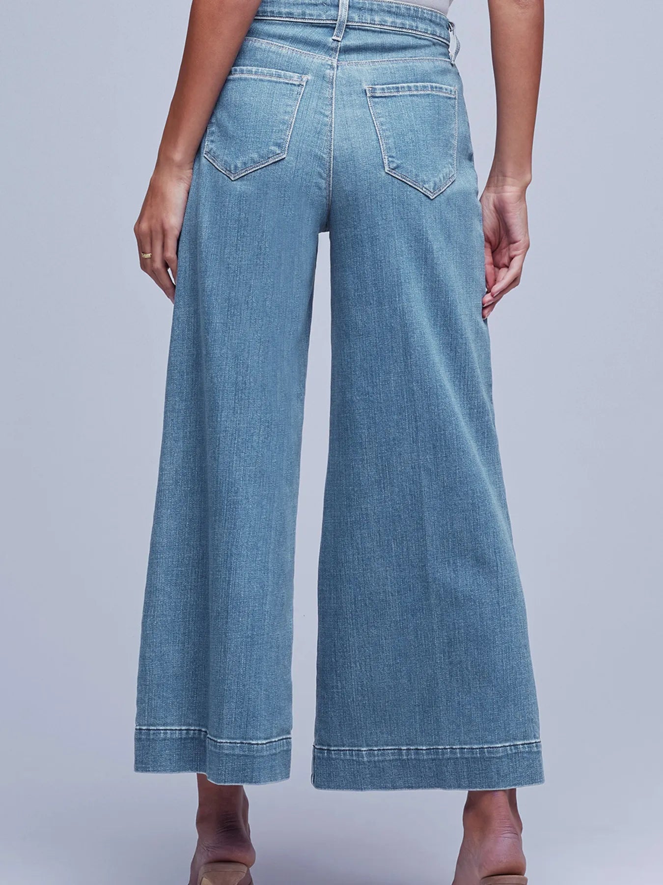 Seam Detail Flared Bottom Ankle Length Jeans 