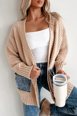 Textured Knit Open-Front Cardigan 