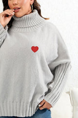 Plus Size Turtle Neck Long Sleeve Sweater 