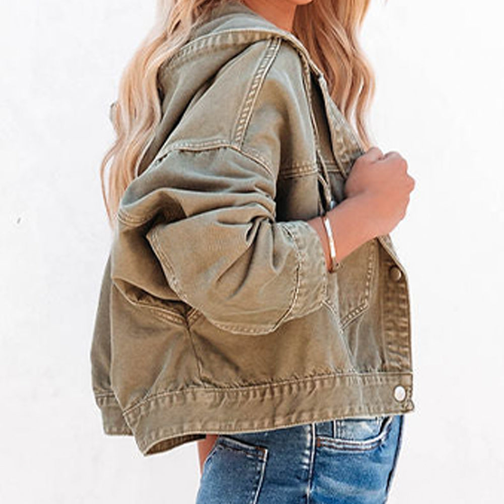 Hooded Dropped Shoulder Denim Jacket 