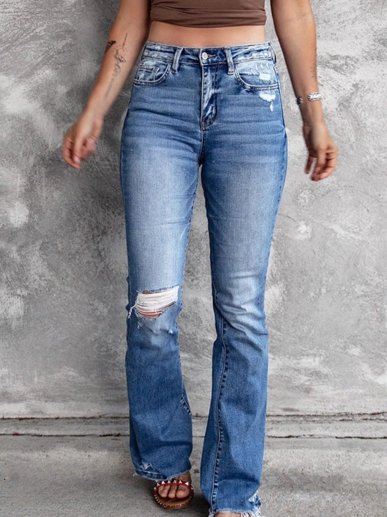Distressed Flare Jeans 