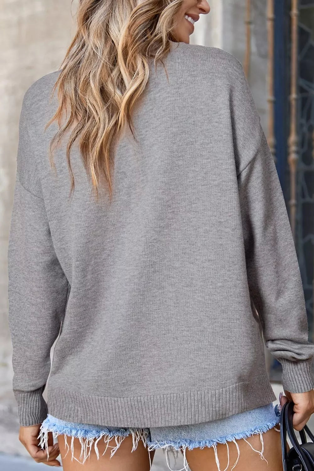 Casual Seam Detail Loose-Fit Knit Sweater 