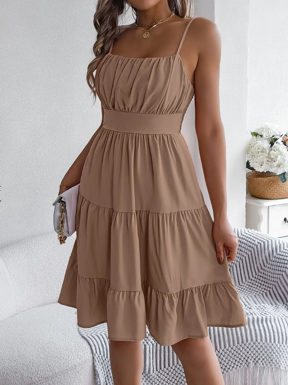 Smocked Back Tiered Cami Dress 