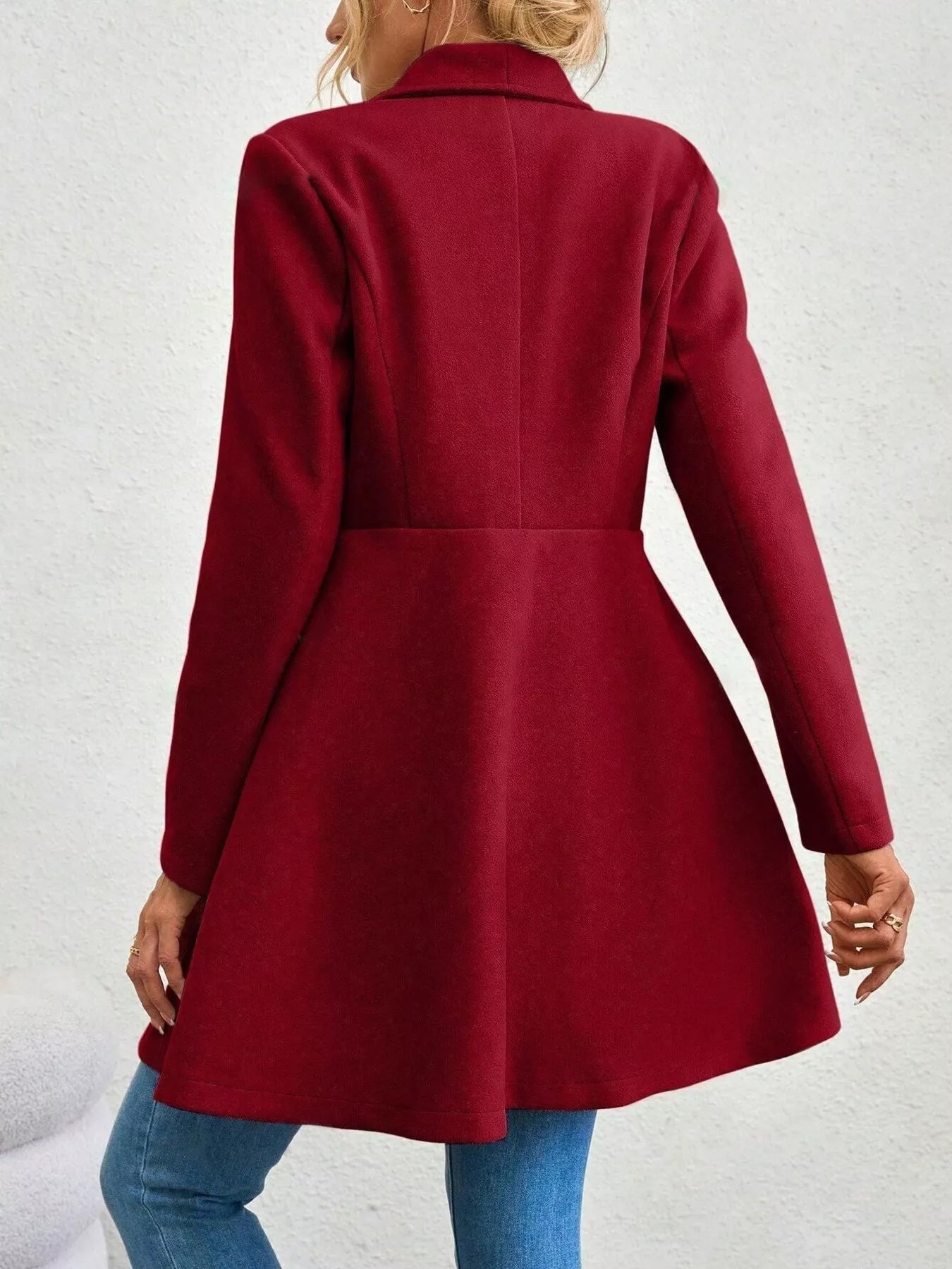 Collared Neck Double Breasted Coat 