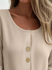 Full Size Button-Front 3/4 Sleeve Casual Blouse Plus Size 
