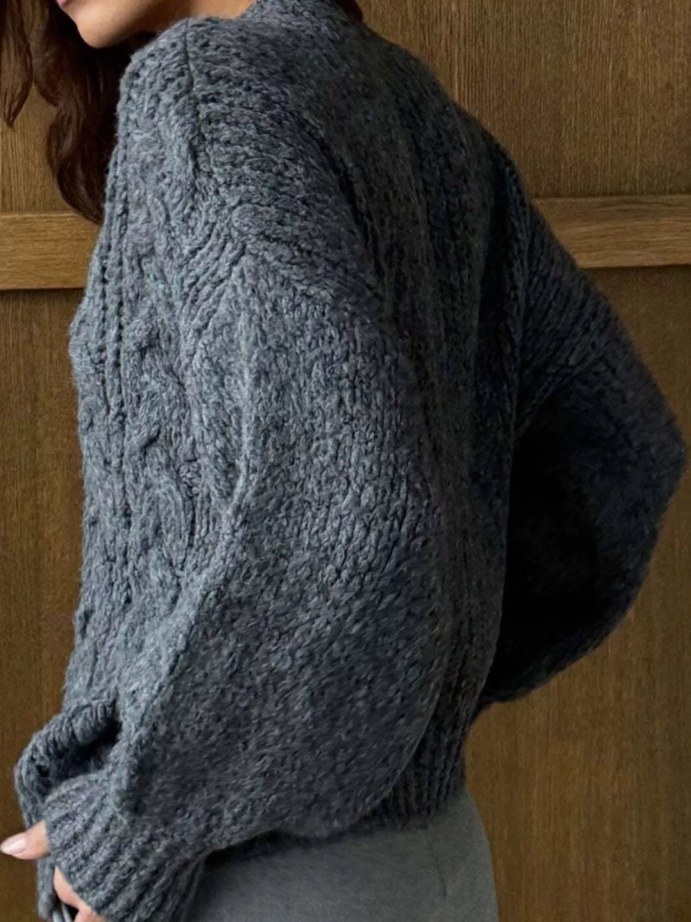 Cable Knit Button-Down Cardigan 