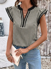 Striped Ruffle Sleeve Blouse 