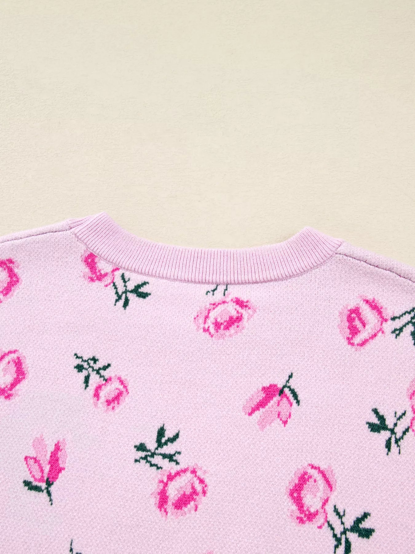 Floral Drop Shoulder Cropped Sweater 