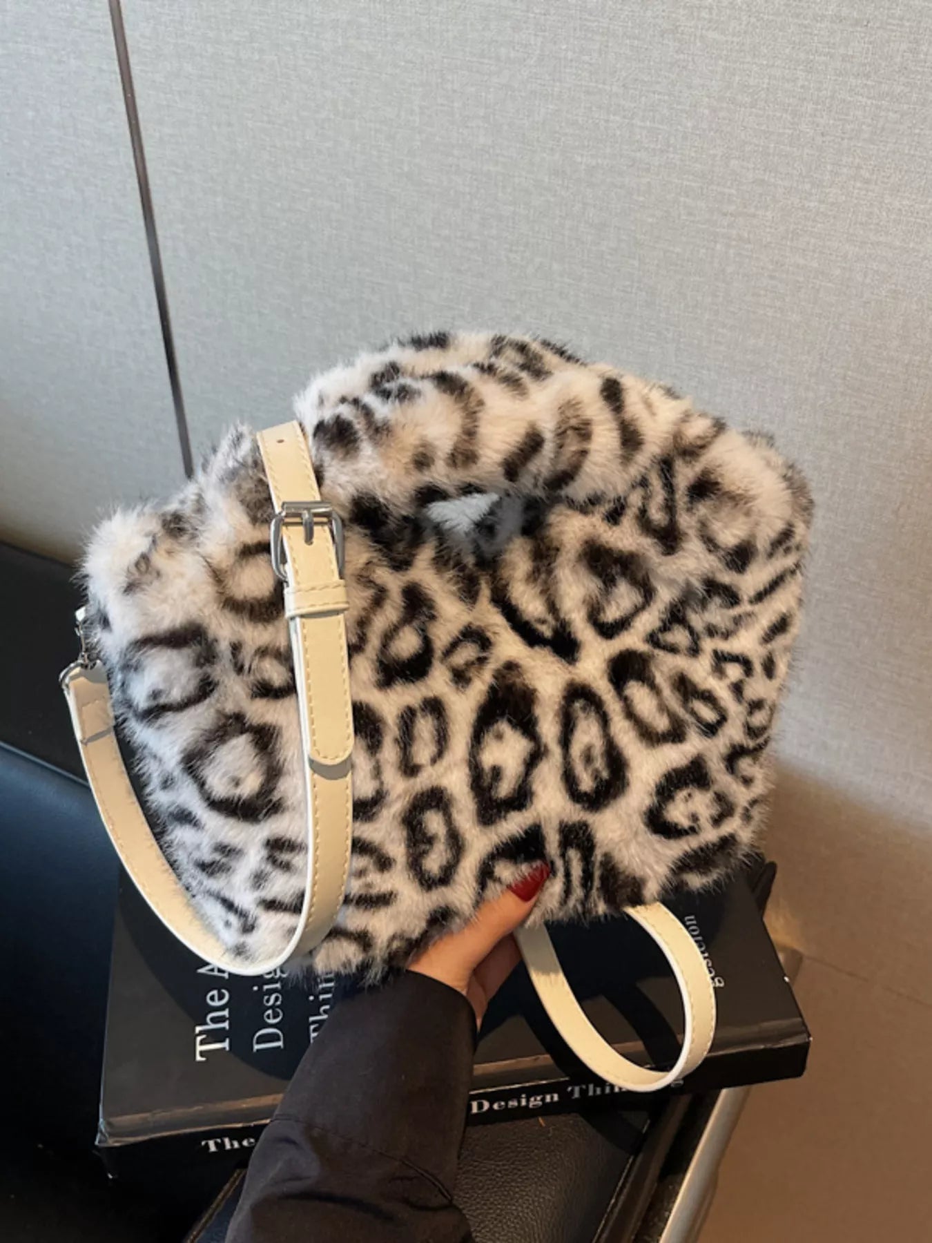 Leopard Plush Crossbody Bag 