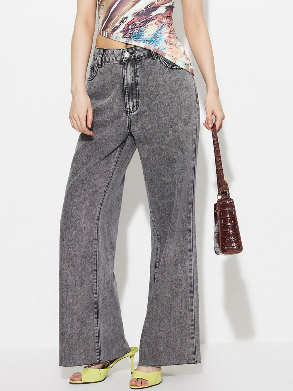 High Waist Bootcut Jeans with Pockets 