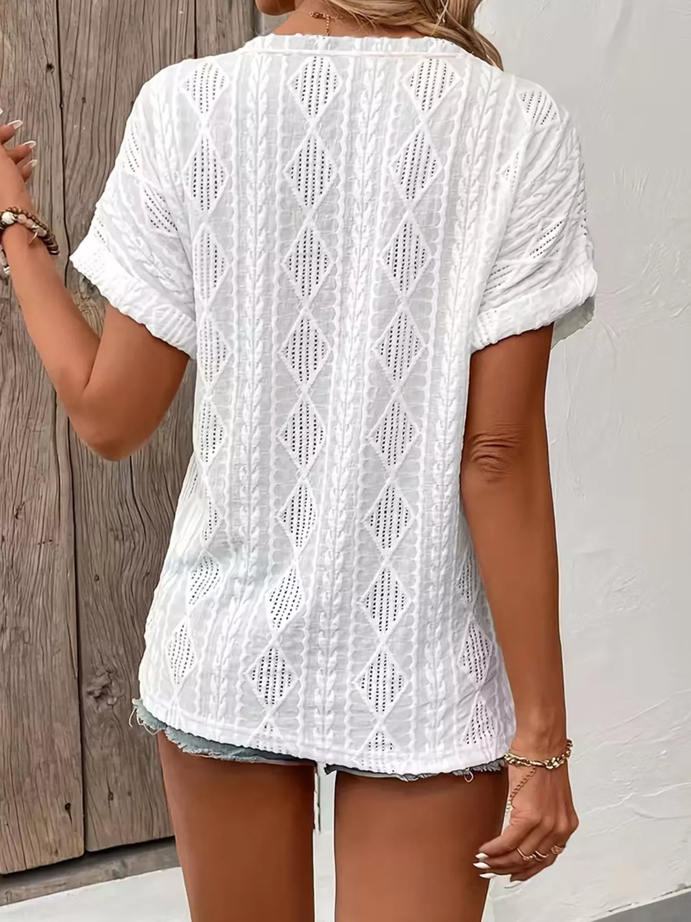 Diamond Pattern Short Sleeve Top 