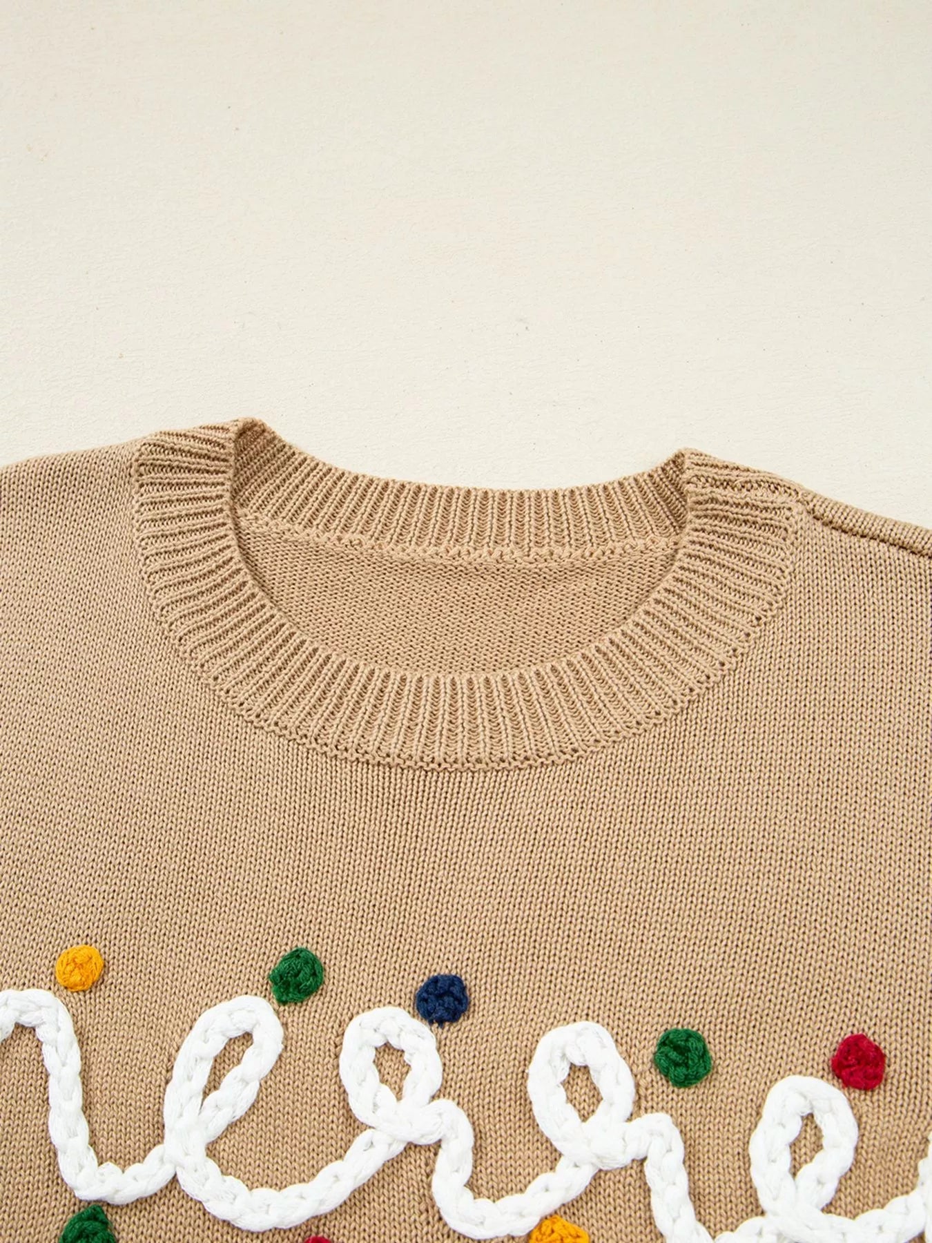 Merry Colorful Dot Detail Christmas Dolman Sweater 