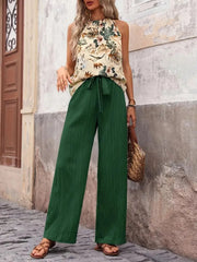 Printed Tank Top and Wide Leg Pants Set 