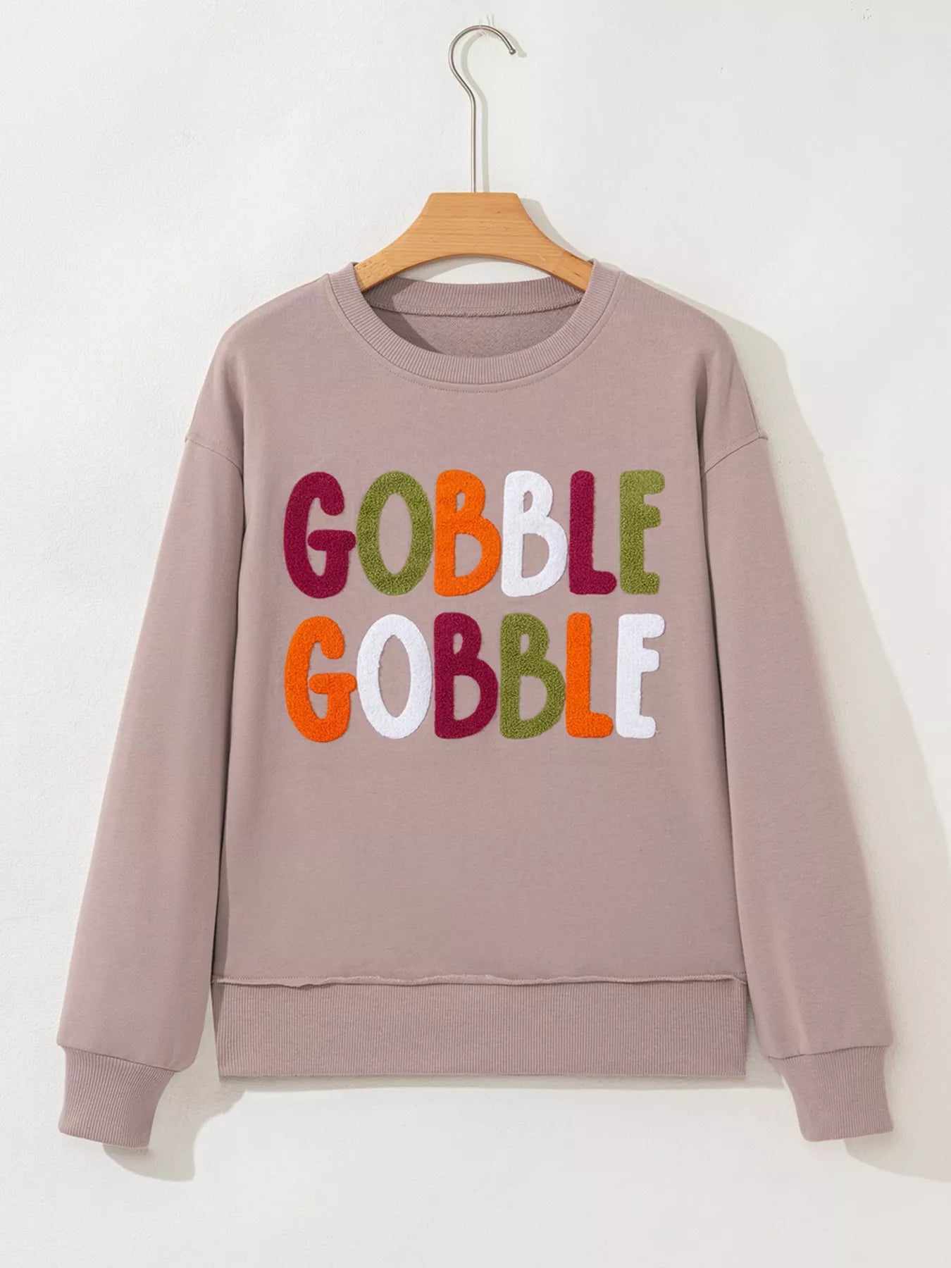 GOBBLE Letter Graphic Thanksgiving Shift Sweatshirt 