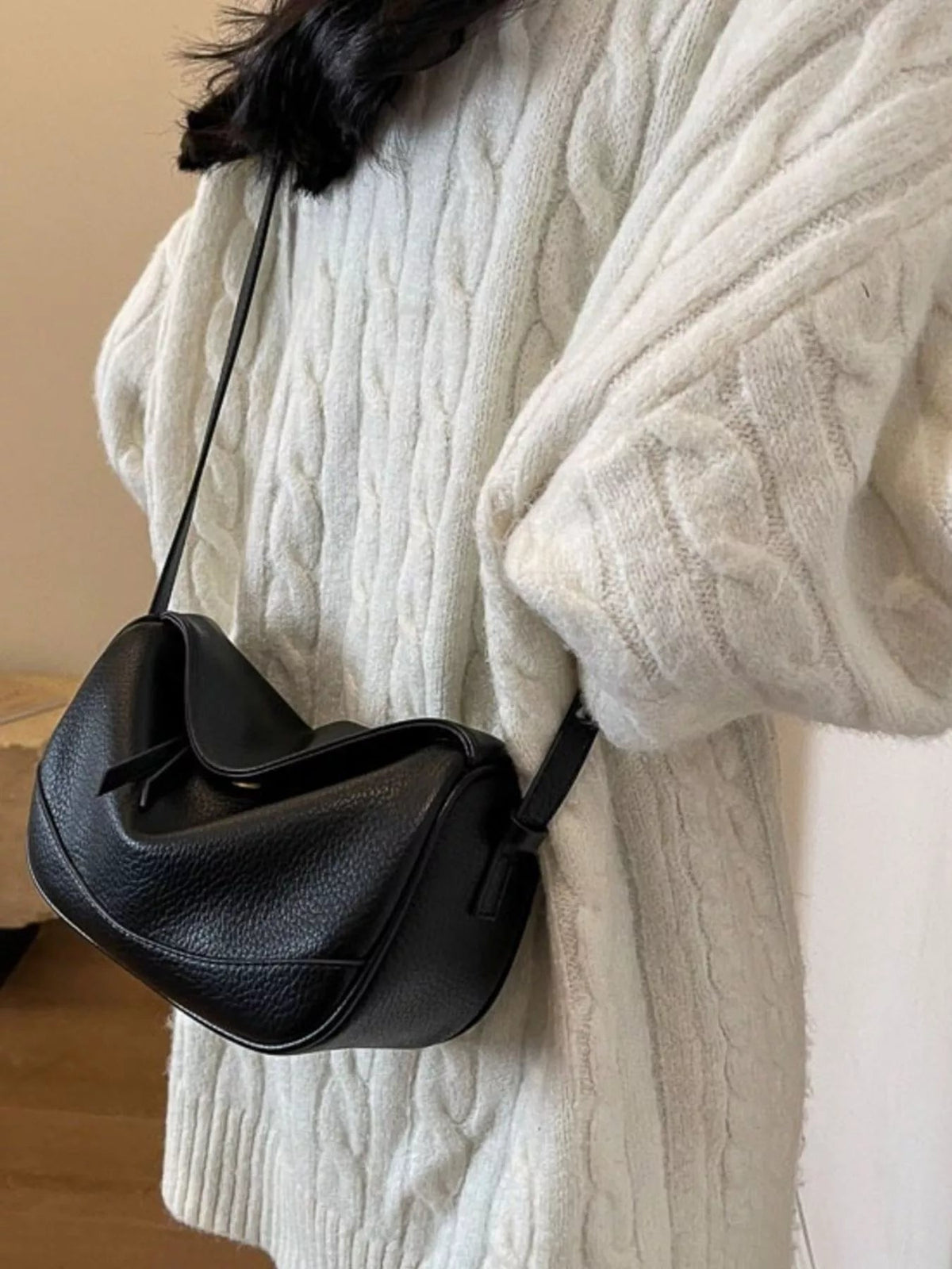 Minimalist Style Leather Crossbody Bag 