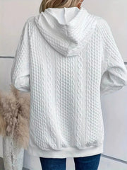 Cable Texture Hoodie with Side Button 