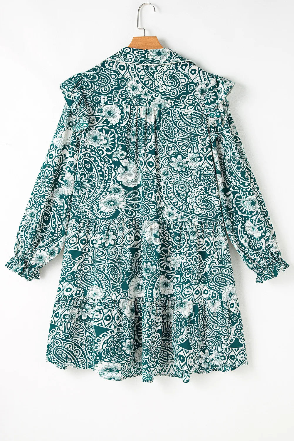 Plus Size Ruffled Printed Flounce Sleeve Dress 