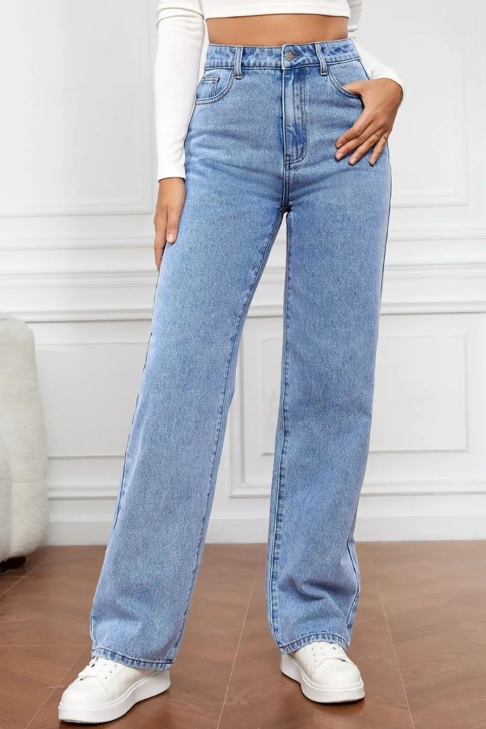 High Waist Straight Jeans 