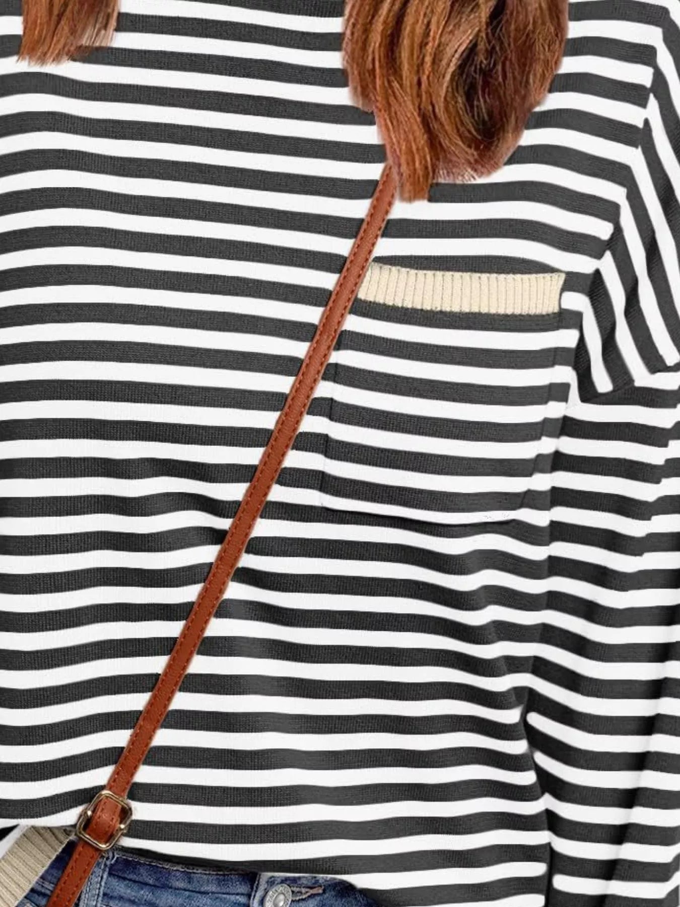 Striped Round Neck Long Sleeve Knit Top 