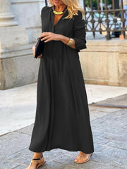 Full Size Solid Color Maxi Shirt Dress Plus Size 