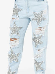 Distressed Star Wash Boyfriend Jeans 