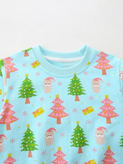 Children's Christmas Tree & Santa Print Crew Neck Sweatshirt 